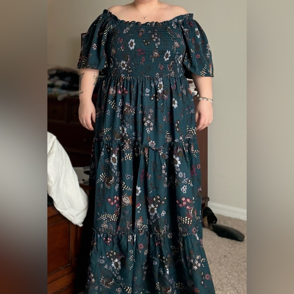 Baltic Born Teal Floral Maxi Dress
